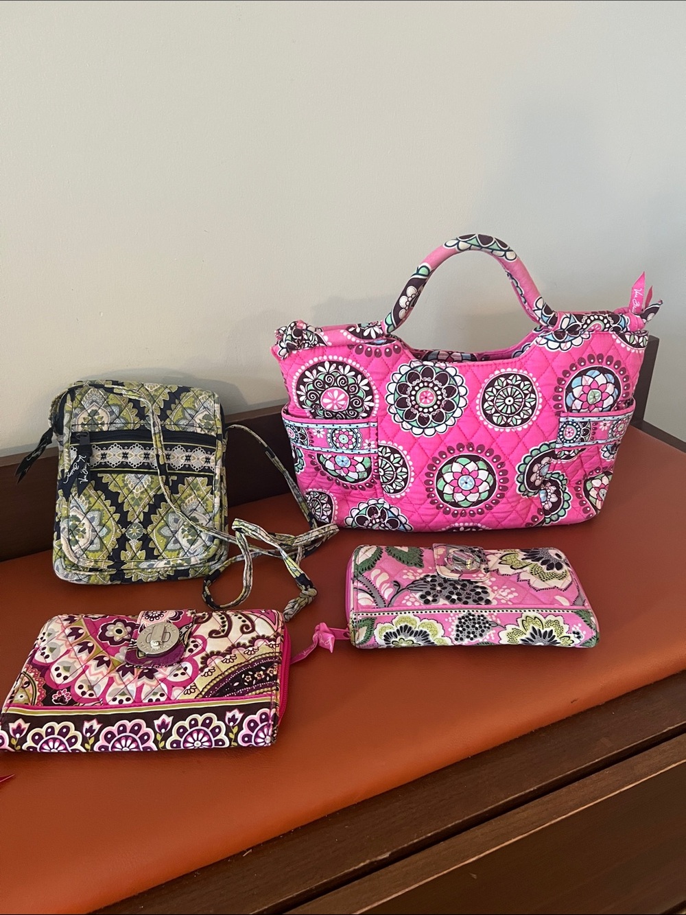 Vera Bradley Bundle (2 Wallets, one Satchel, 1 Crossbody)